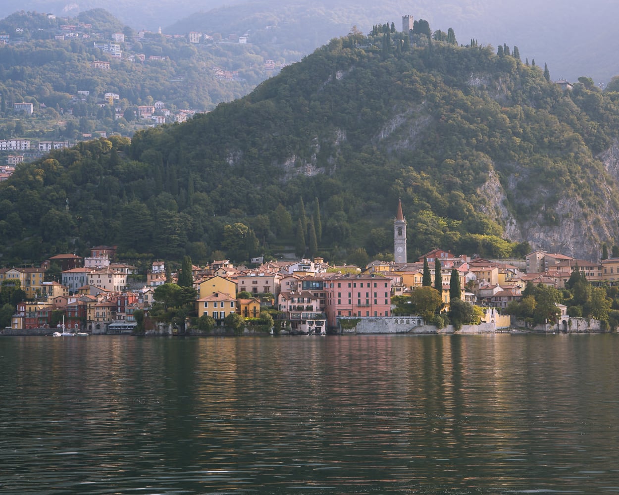 Colourful Italian village tucked into the mountains on Lake Como