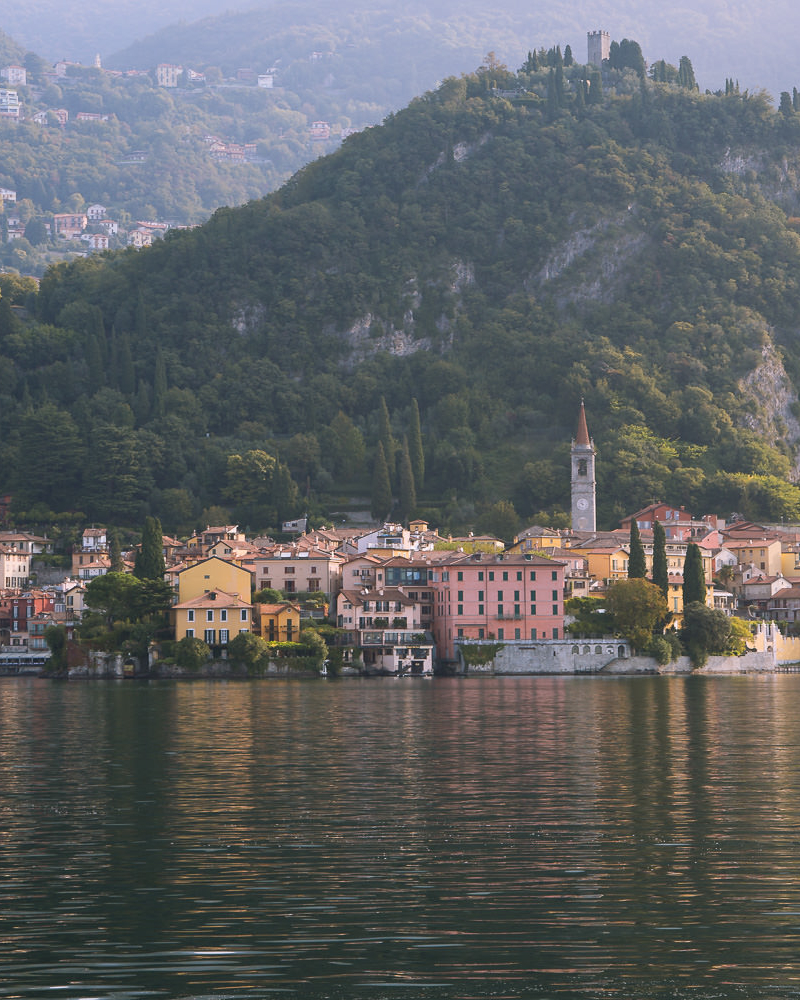 Colourful Italian village tucked into the mountains on Lake Como