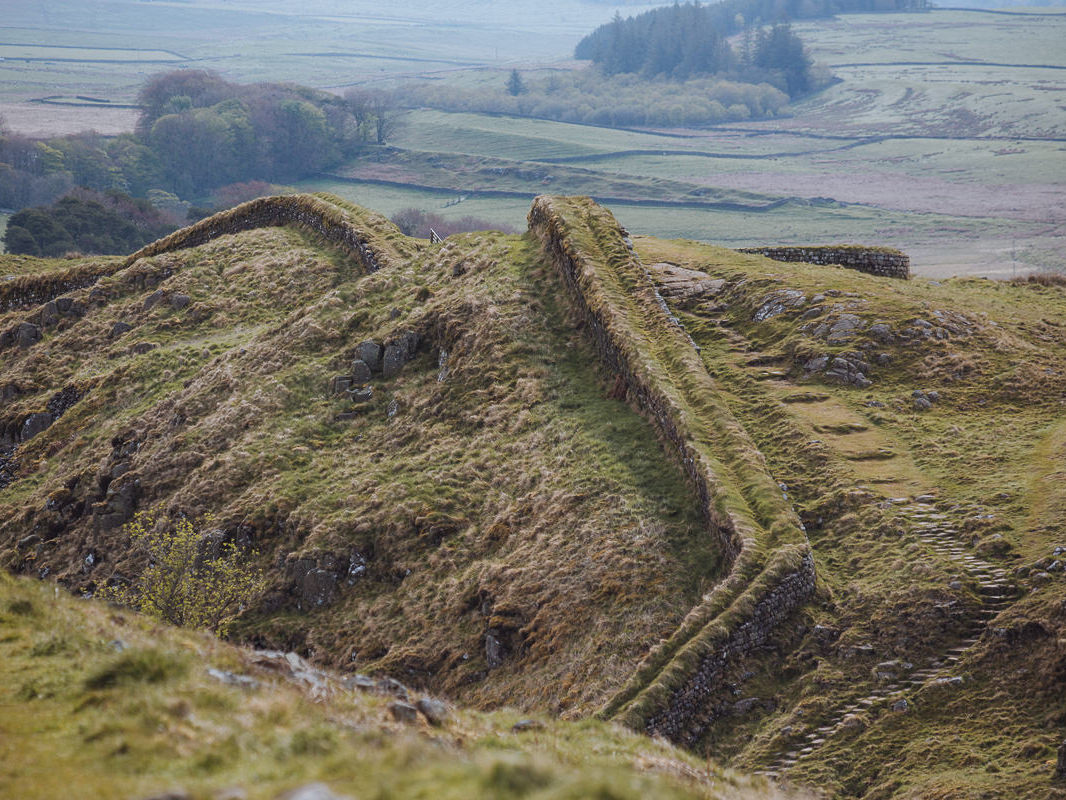 Section of Hadrian's Wall follows the curve of the hills