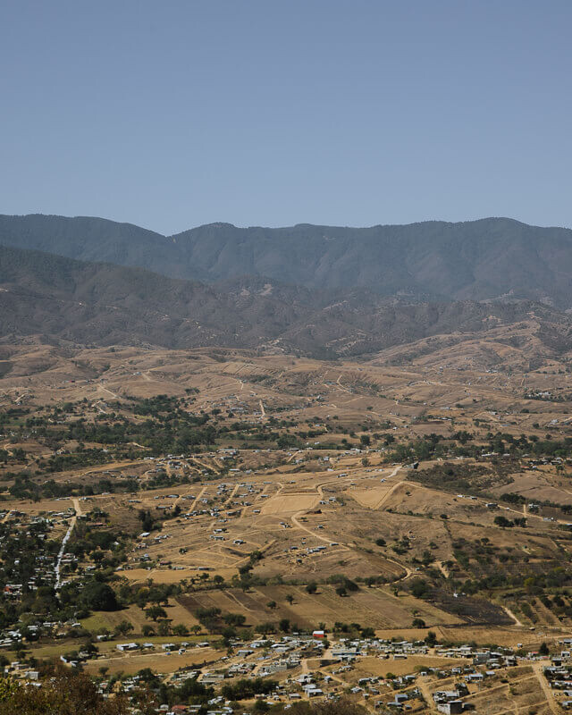 View across Mont Alban, driving in Mexico