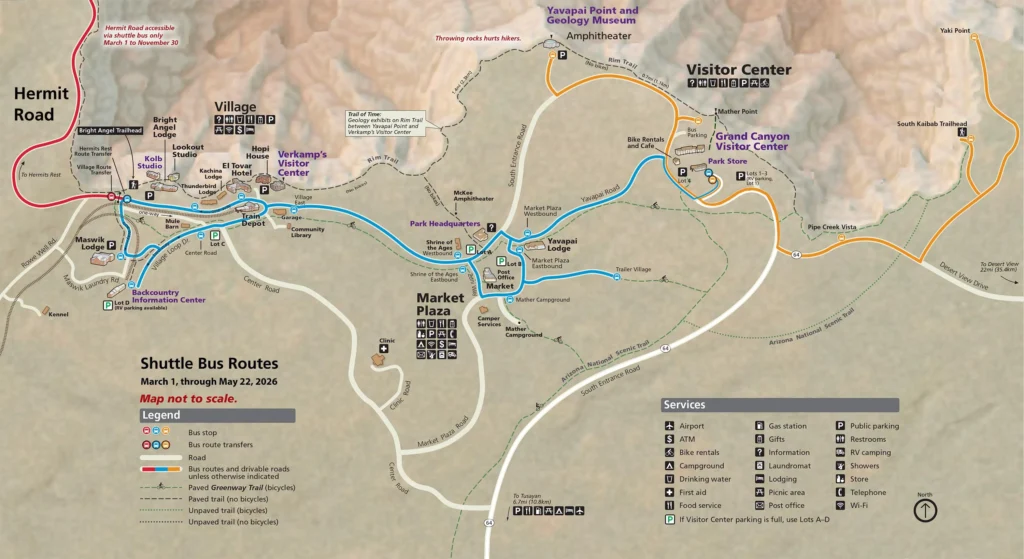 grand canyon south rim shtutle bus routes