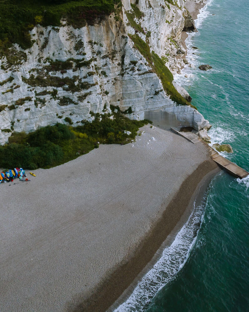 beer aerial shot east devon area of outstanding natural beauty
