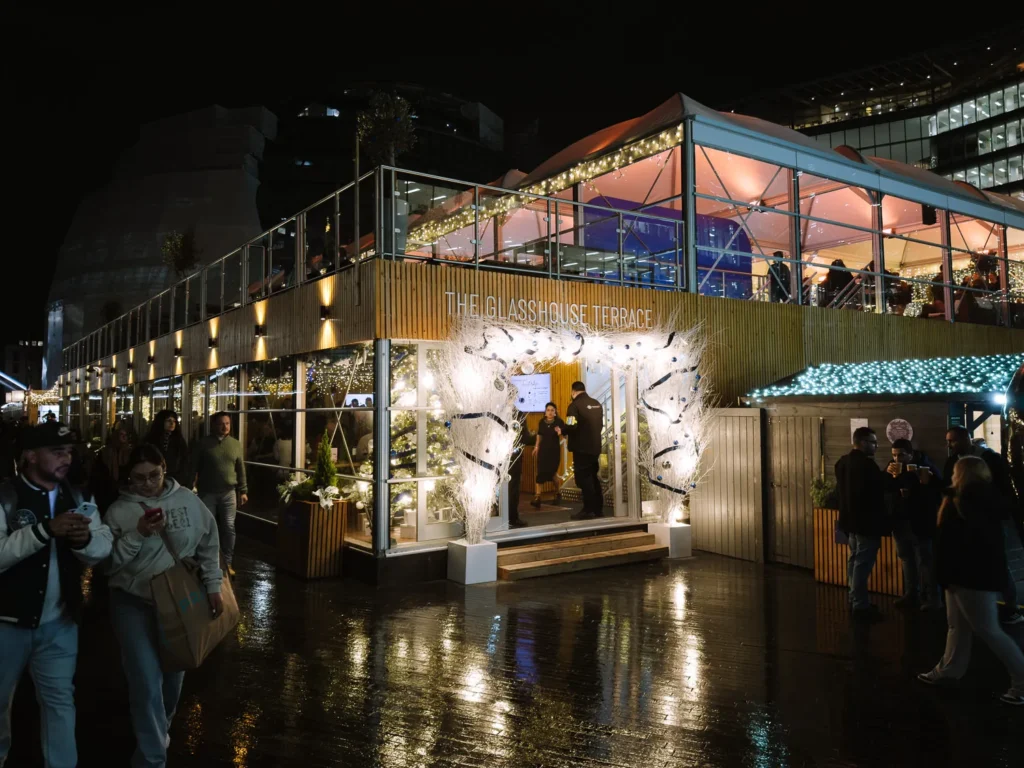 glacehouse terrace winter by the river christmas market