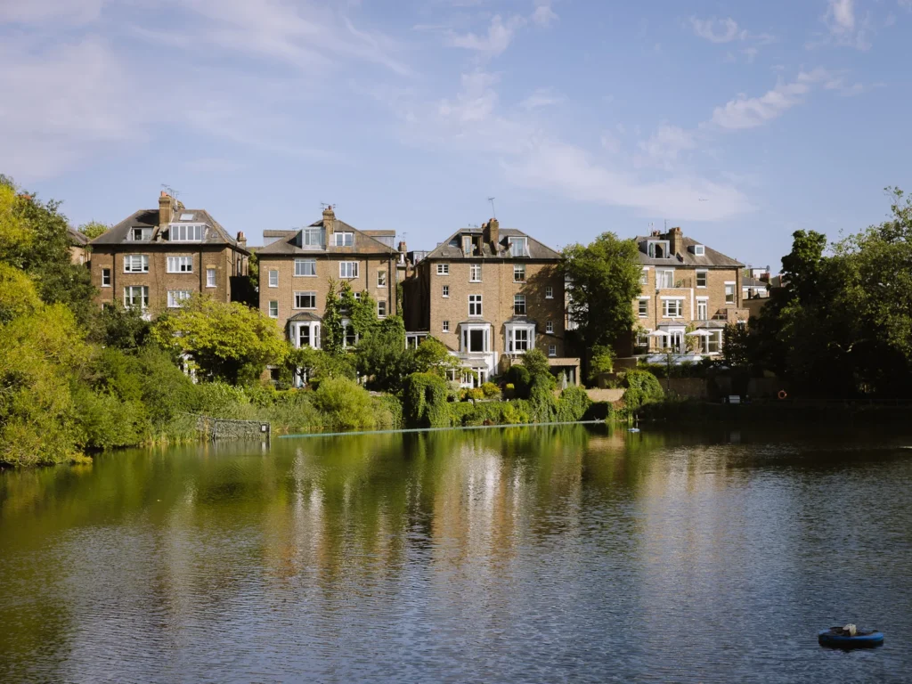 Views across ponds in Hampstead Heath