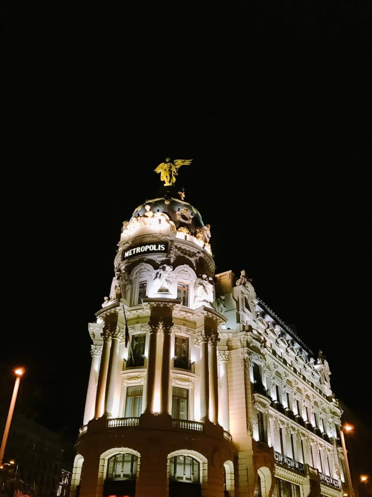 gran via madrid at night