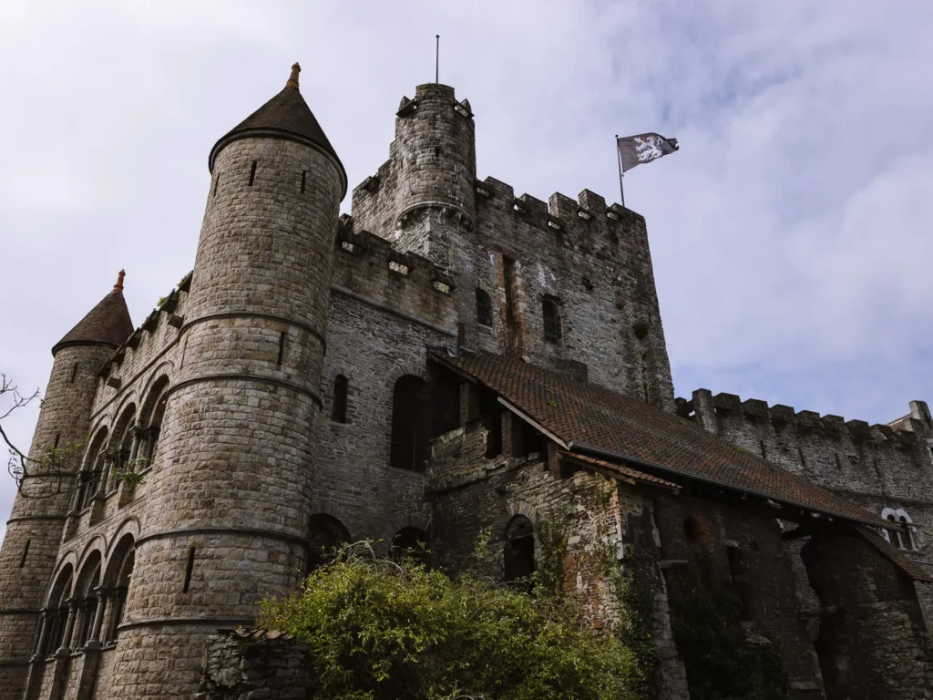 the facade of graventsteen castle, castle of the counts, ghent