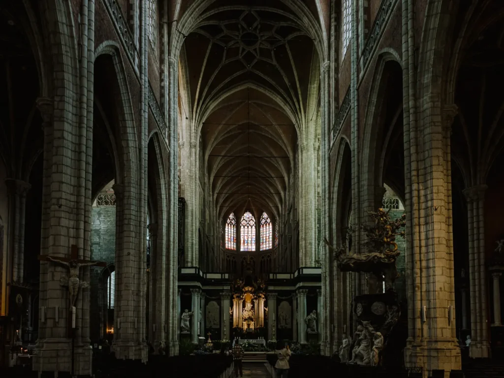 main nave st bravos cathedral ghent