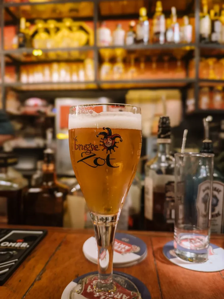 a beer in a bar in bruges