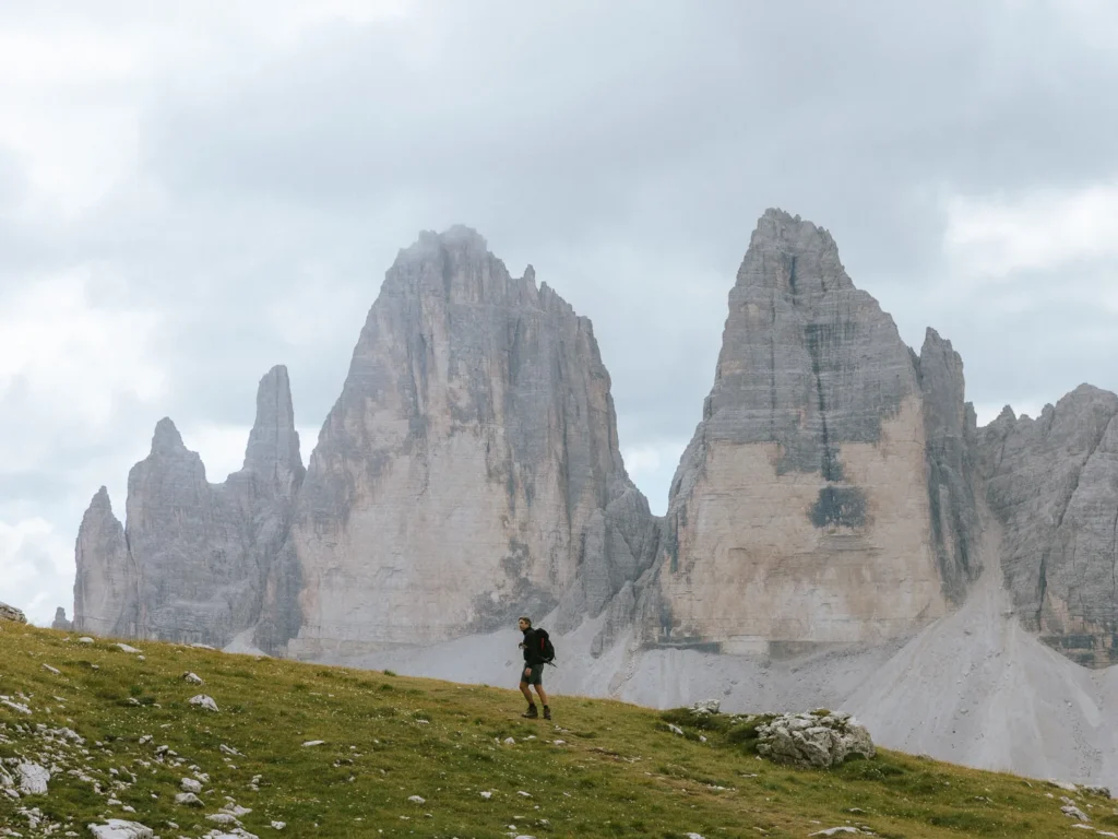 views of tre cime from the top of the torre dei scarperi hike