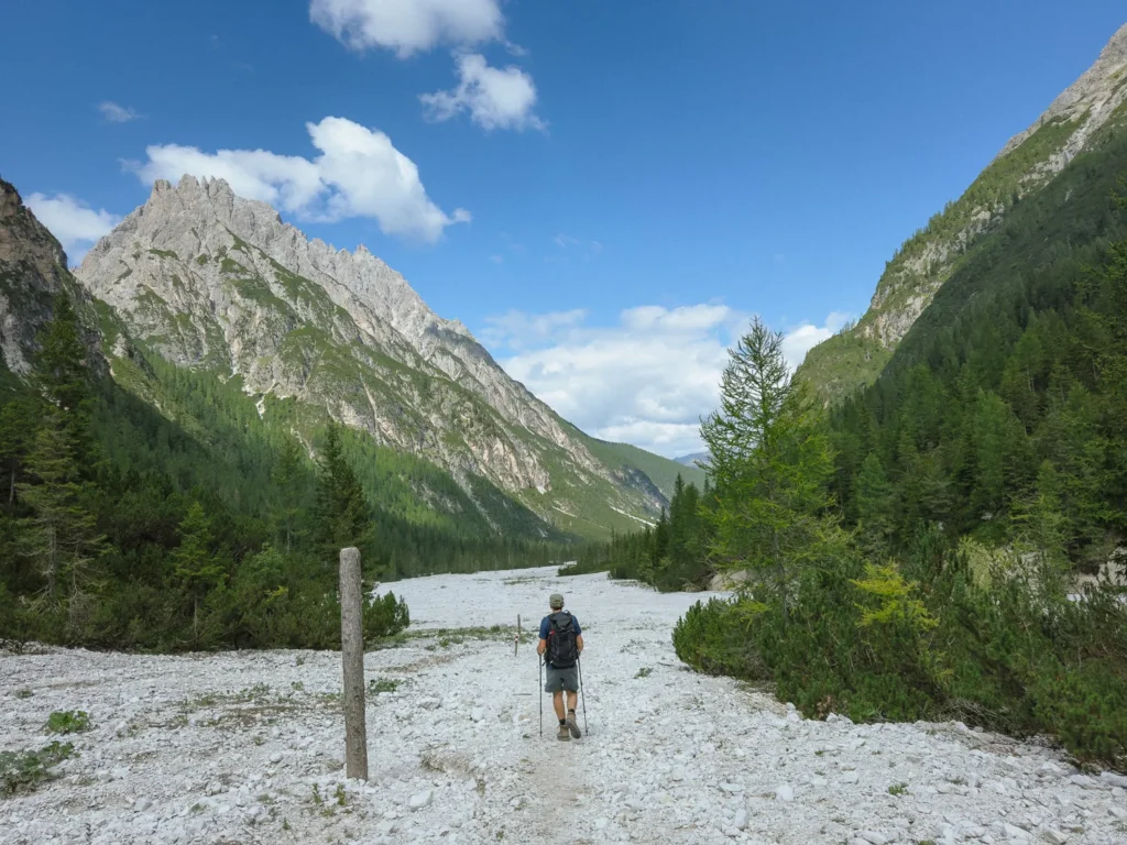 scree in the valley of torre dei scarperi hike