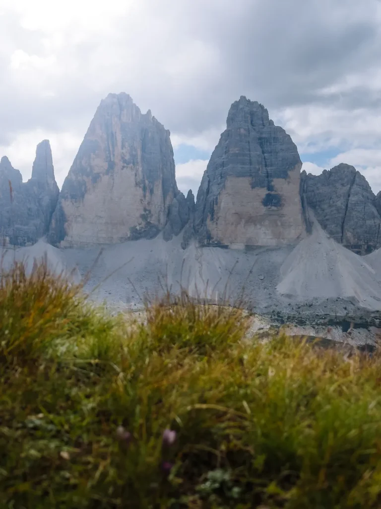 view of tre cime from the top of the torre dei scarperi hike