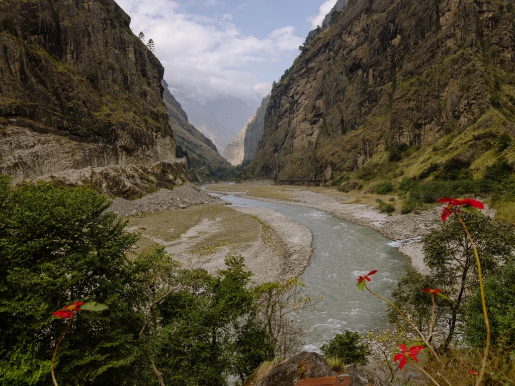 buhdi gandaki river on the manaslu circuit nepal