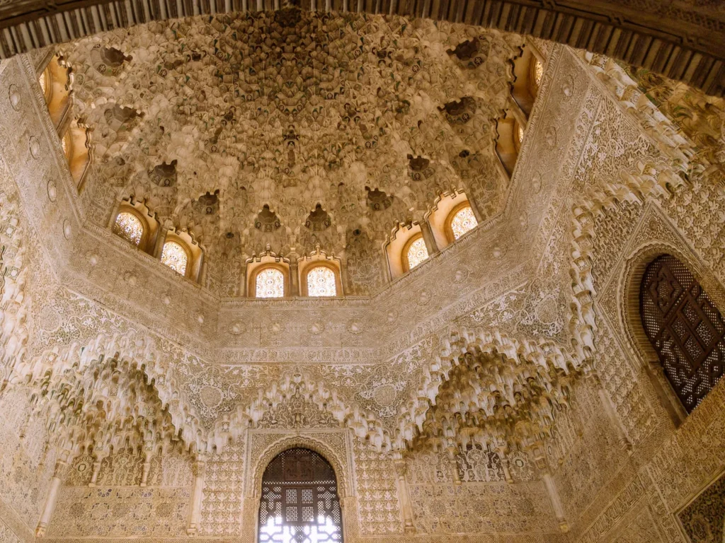 honeycomb ceiling hall of the two sisters alhambra granada spain