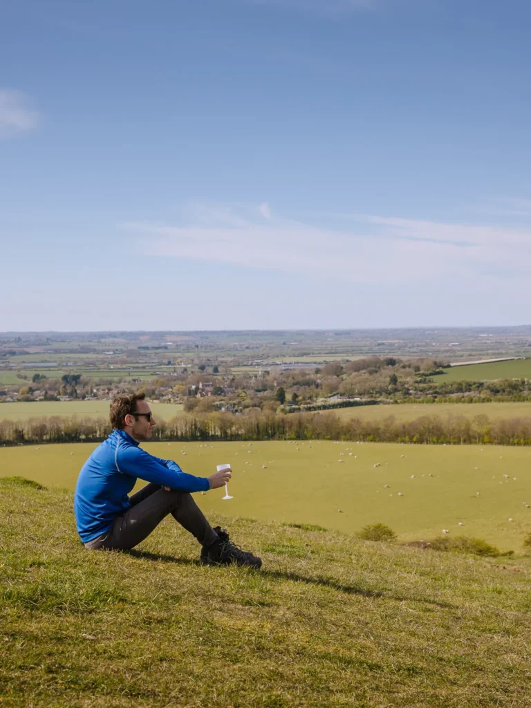sitting admiring the views on the ivinghoe beacon walk