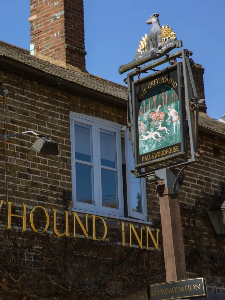 facade of teh greyhound pub in aldbury england
