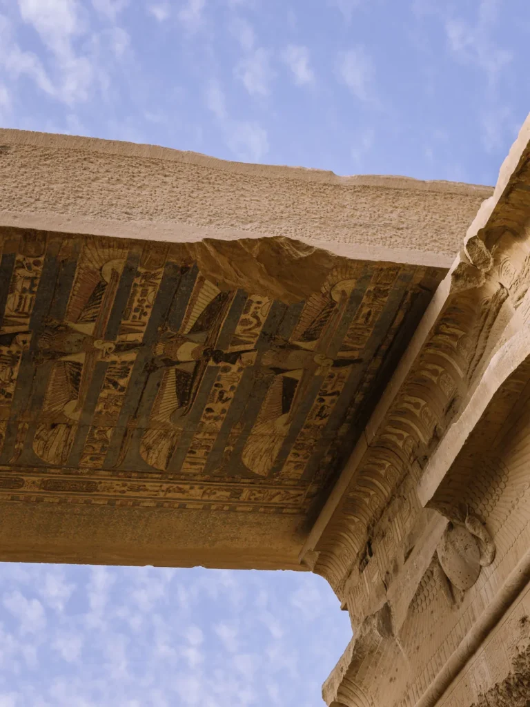 paintings on kom ombo ancient site in egypt