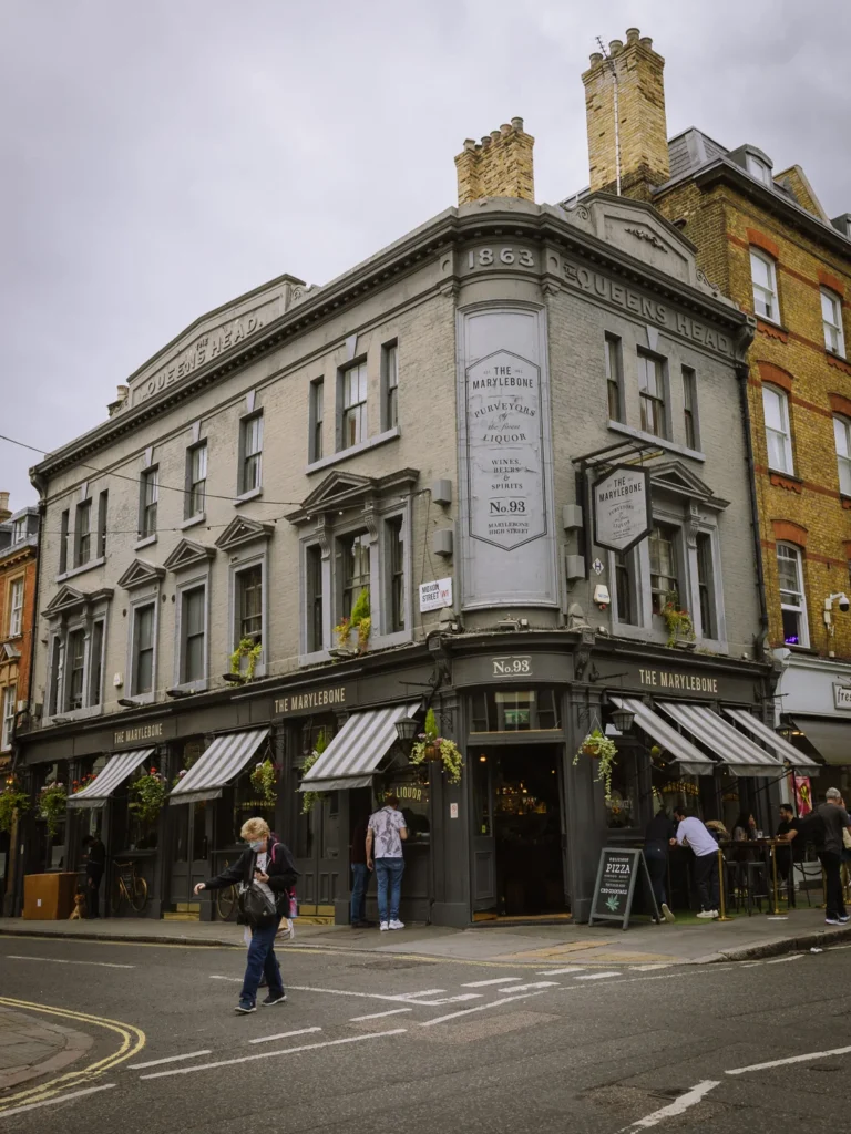Exterior of The Marylebone Pub.